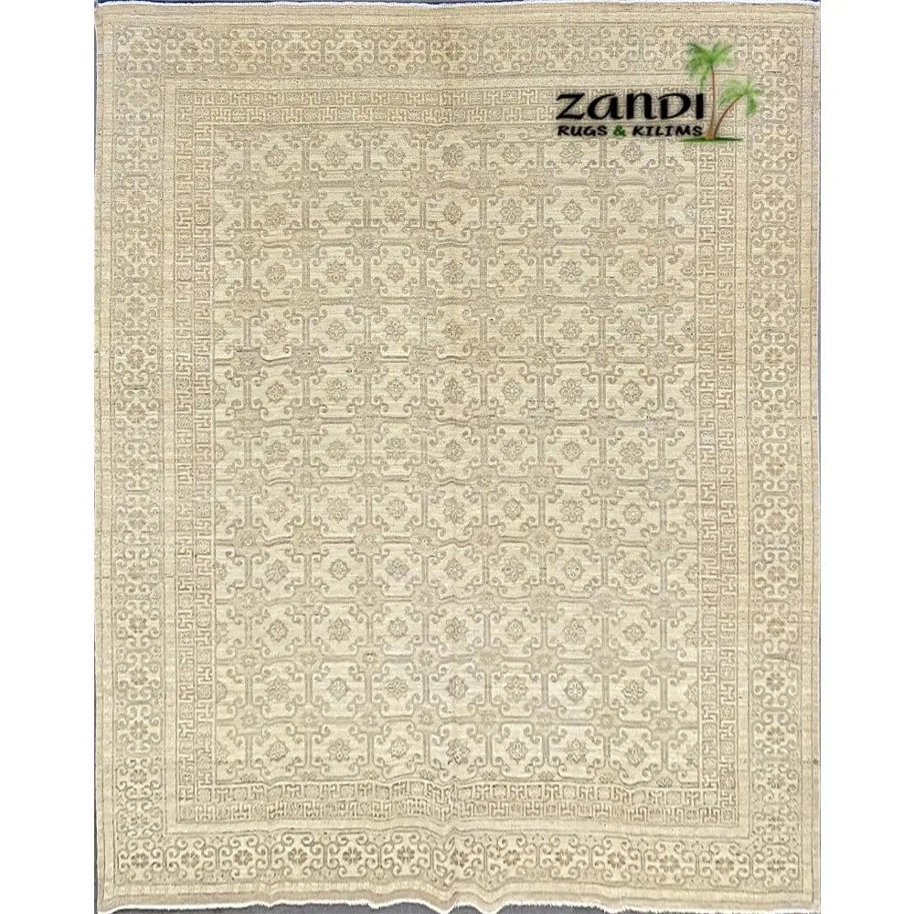 Hand knotted Afghani Khotan design rug size 9'10''x8'0'' RR10118